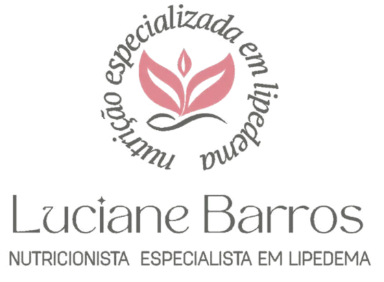 Logo de Luciane Barros, nutricionista especialista em lipedema: emblema de folhas com o texto nutrição especializada em lipedema.